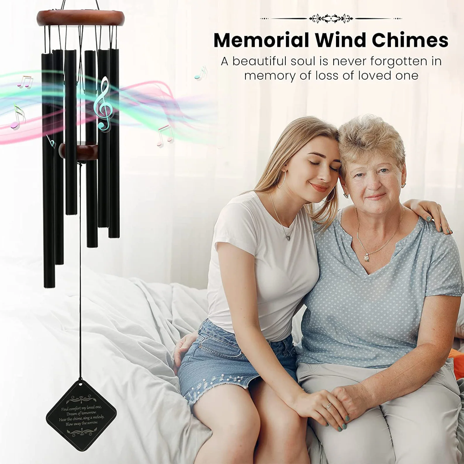 Personalized Memorial Wind Chimes, Large Remembrance Windchimes Loss of A Loved One, Sympathy & Funeral Gifts - Image 3