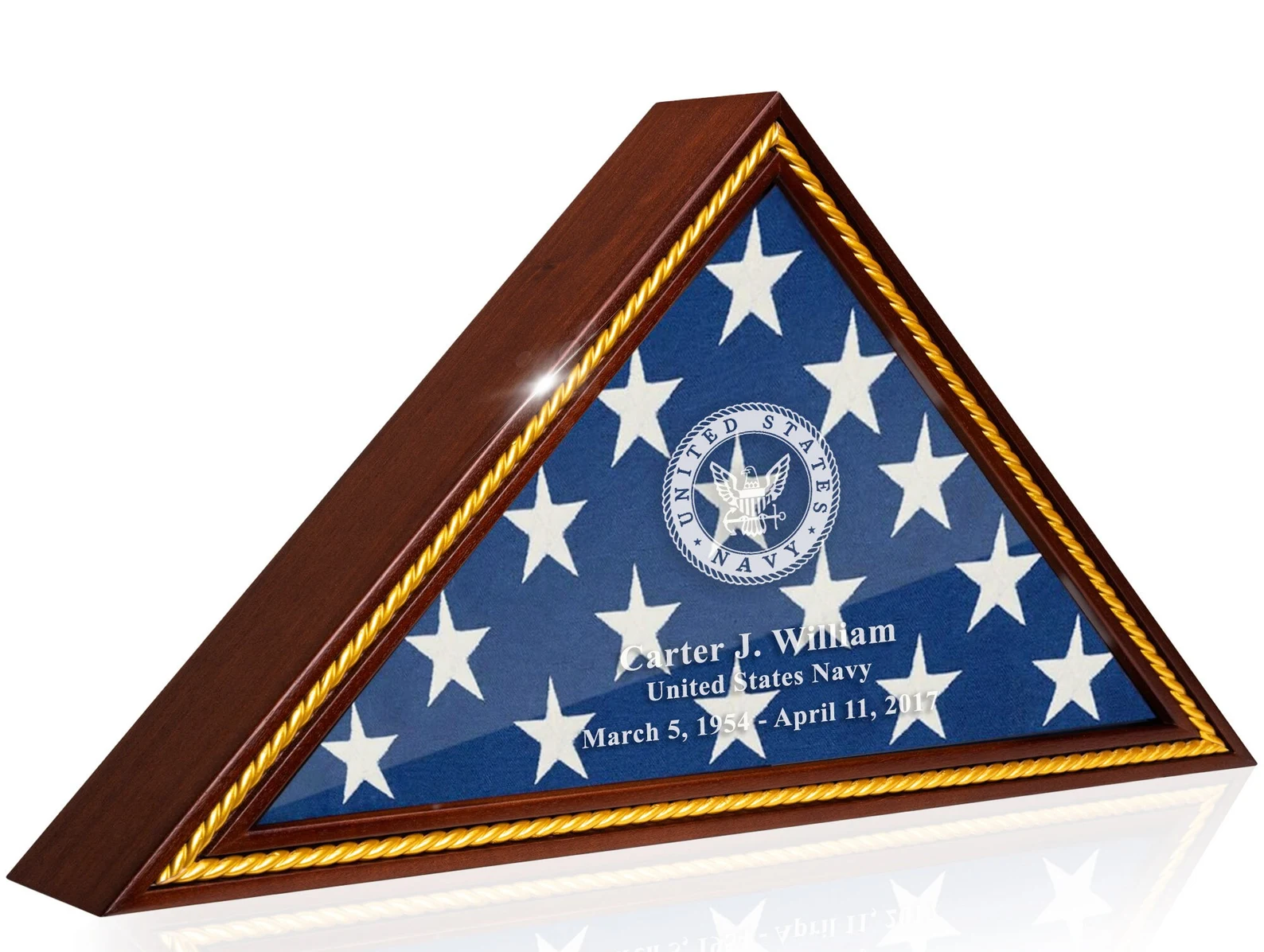 Personalized Flag Display Case – Military Burial Flag Box 5x9.5 FT – Veteran Memorial Display Case with Custom Engraving - Image 6