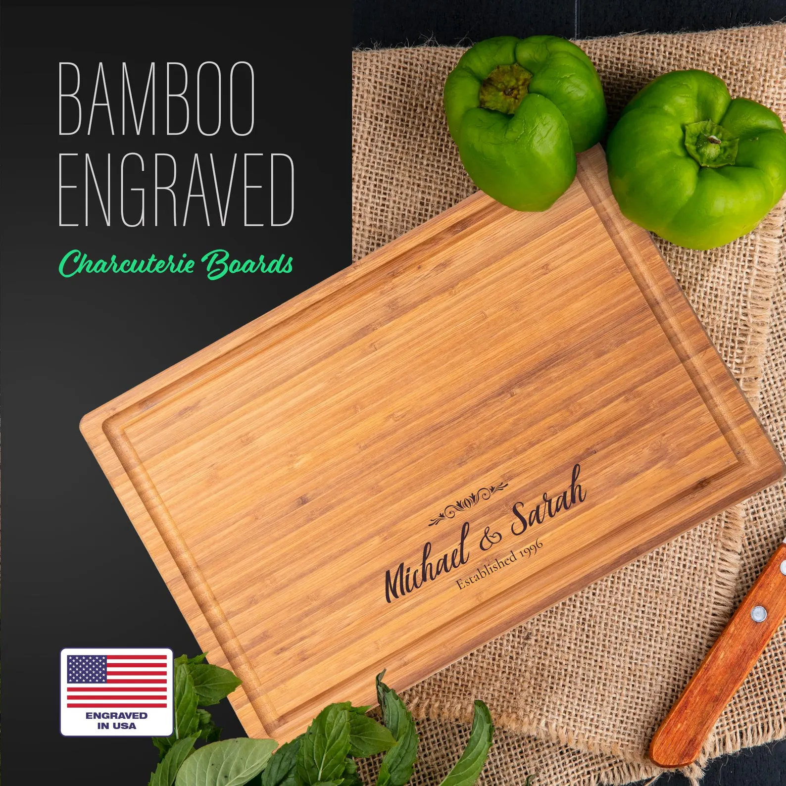 Personalized Cutting Board Customized Charcuterie Board Perfect for Weddings, Anniversaries, and Housewarmings Includes Gift Box and Stands. - Image 2