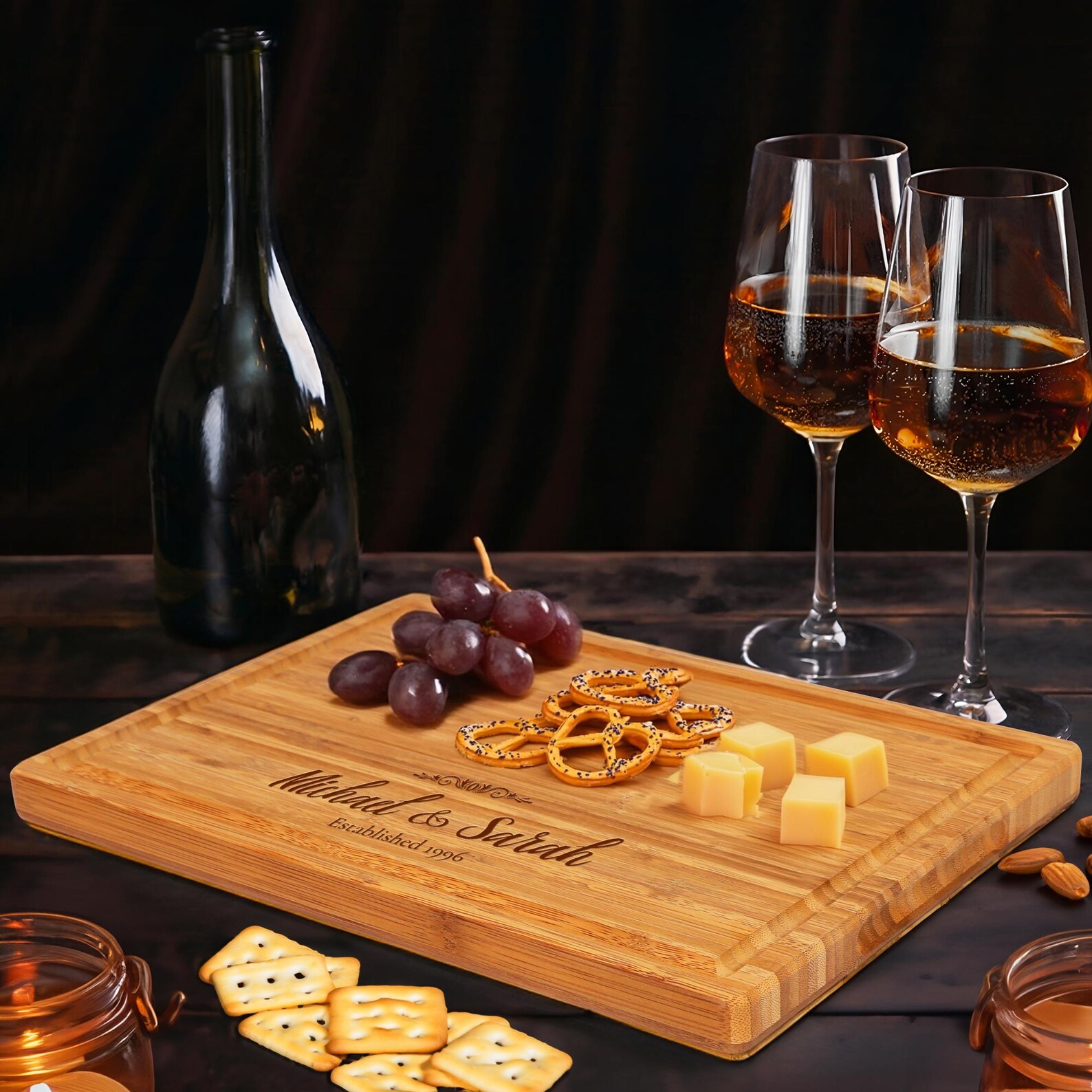 Personalized Cutting Board Customized Charcuterie Board Perfect for Weddings, Anniversaries, and Housewarmings Includes Gift Box and Stands. - Image 4
