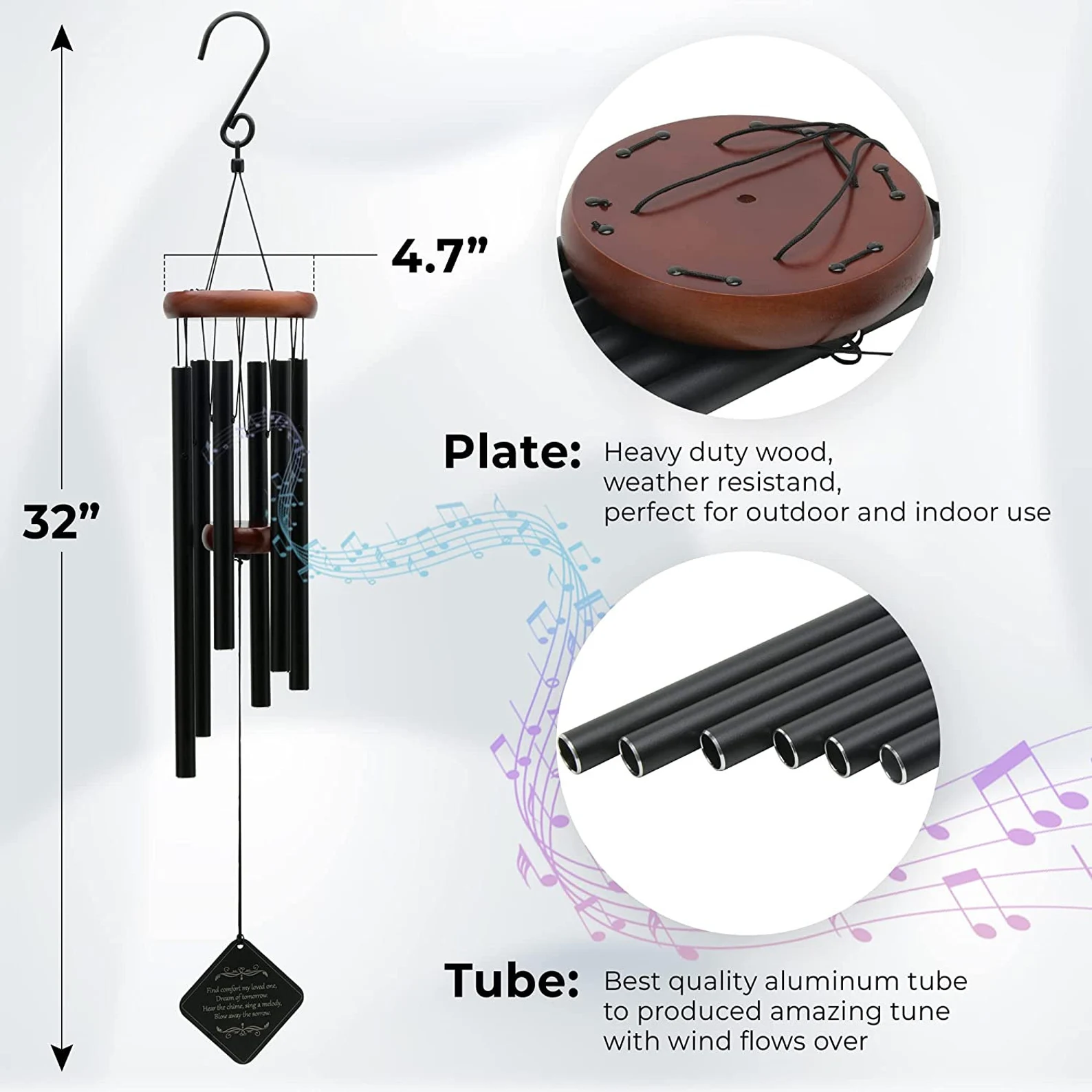 Personalized Memorial Wind Chimes, Large Remembrance Windchimes Loss of A Loved One, Sympathy & Funeral Gifts - Image 4